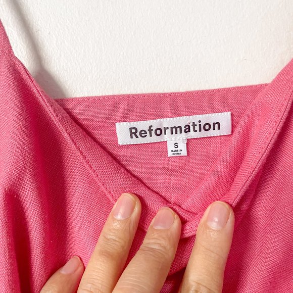 Reformation Aubree Linen Pink Mini Dress - Picture 9 of 10